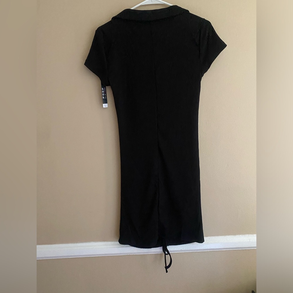 NEW Poof New York black collared ribbed dress - Picture 4 of 6